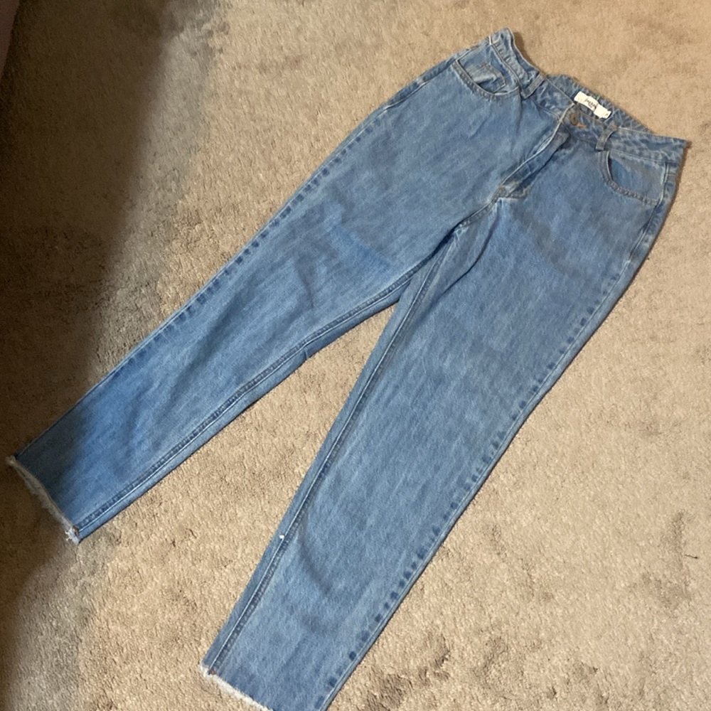 Daphnea Paris Ankle Straight Leg Raw Hem Hi Rise Denim Jeans Women's Size Small